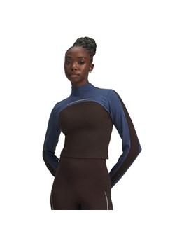 Damski longsleeve treningowy top Under Armour UA Halo CW Mock - brązowy ze sklepu Sportstylestory.com w kategorii Bluzki damskie - zdjęcie 188084139