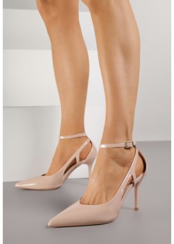 Beżowe Lakierowane Szpilki Ozdobione Wycięciami Ynisorin ze sklepu born2be.pl w kategorii Czółenka - zdjęcie 188086947