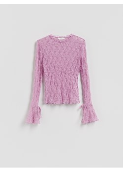 Reserved - Koronkowa bluzka z wiązaniami - fioletowy ze sklepu Reserved w kategorii Bluzki damskie - zdjęcie 188087295