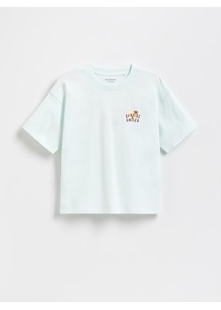 Reserved - T-shirt z nadrukiem na plecach - jasnoturkusowy ze sklepu Reserved w kategorii Bluzki dziewczęce - zdjęcie 188087425