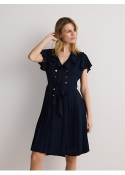 Reserved - Sukienka z ozdobnymi guzikami - granatowy ze sklepu Reserved w kategorii Sukienki - zdjęcie 188087816