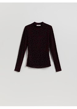 Reserved - Longsleeve w kwiatowy wzór - bordowy ze sklepu Reserved w kategorii Bluzki damskie - zdjęcie 188088035