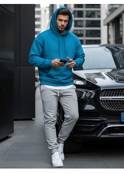Bluza męska z kapturem jasnoniebieska Dstreet BX5108 ze sklepu DSTREET.PL w kategorii Bluzy męskie - zdjęcie 188088075