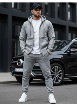 Bluza męska z kapturem rozpinana szara BX2412 ze sklepu DSTREET.PL w kategorii Bluzy męskie - zdjęcie 188088116
