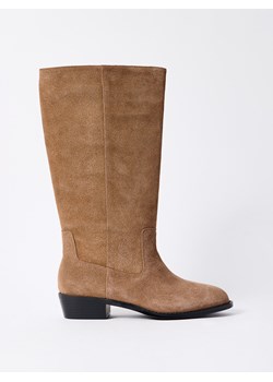 Mohito - Skórzane kozaki - beżowy ze sklepu Mohito w kategorii Kozaki damskie - zdjęcie 188089216