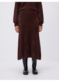 Reserved - Pluszowa spódnica midi - ciemnobrązowy ze sklepu Reserved w kategorii Spódnice - zdjęcie 188089778