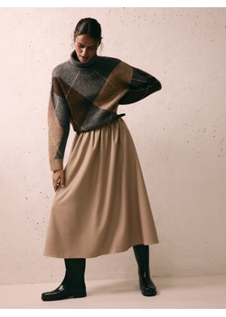 Reserved - Spódnica midi z paskiem - beżowy ze sklepu Reserved w kategorii Spódnice - zdjęcie 188089986