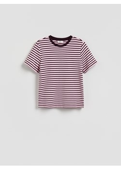 Reserved - T-shirt z bawełny merceryzowanej - ciemnofioletowy ze sklepu Reserved w kategorii Bluzki damskie - zdjęcie 188090217