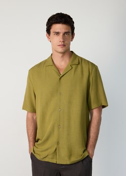 Reserved - Koszula regular z dodatkiem lnu - oliwkowy ze sklepu Reserved w kategorii Koszule męskie - zdjęcie 188090476