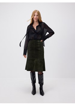 Reserved - Skórzana spódnica mini - ciemnozielony ze sklepu Reserved w kategorii Spódnice - zdjęcie 188091117