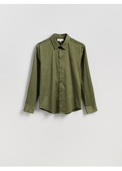 Reserved - Bawełniana koszula slim fit - oliwkowy ze sklepu Reserved w kategorii Koszule męskie - zdjęcie 188091206