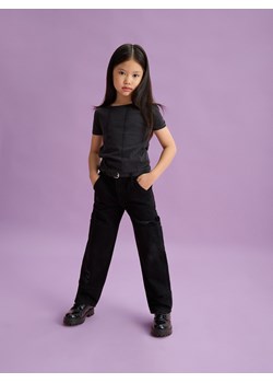 Reserved - Bawełniany t-shirt z przeszyciami - czarny ze sklepu Reserved w kategorii Bluzki dziewczęce - zdjęcie 188091279