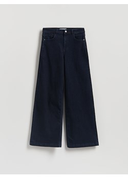 Reserved - Jeansy wide leg z domieszką wełny - granatowy ze sklepu Reserved w kategorii Jeansy damskie - zdjęcie 188091285