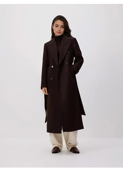 Reserved - Płaszcz z wełną Manteco - ciemnobrązowy ze sklepu Reserved w kategorii Płaszcze damskie - zdjęcie 188091286