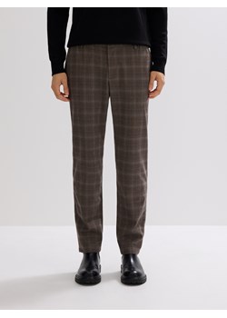 Reserved - Spodnie chino slim w kratę - ciemnobrązowy ze sklepu Reserved w kategorii Spodnie męskie - zdjęcie 188091799
