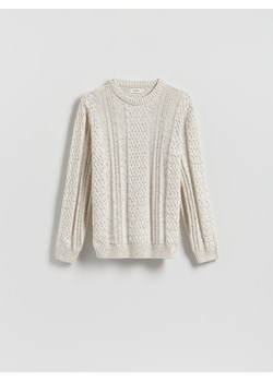Reserved - Sweter z dekoracyjnym splotem - złamana biel ze sklepu Reserved w kategorii Swetry męskie - zdjęcie 188091907