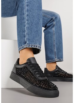 Czarne Sneakersy na Grubej Podeszwie Ozdobione Cyrkoniami Ilaronis ze sklepu born2be.pl w kategorii Buty sportowe damskie - zdjęcie 188092629