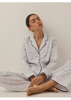 Reserved - Dwuczęściowa piżama z bawełny - jasnoniebieski ze sklepu Reserved w kategorii Piżamy damskie - zdjęcie 188093057