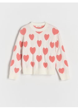 Reserved - Sweter w serca - złamana biel ze sklepu Reserved w kategorii Swetry dziewczęce - zdjęcie 188093179