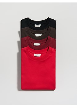 Reserved - T-shirt z bawełny merceryzowanej - czerwony ze sklepu Reserved w kategorii Bluzki damskie - zdjęcie 188093188