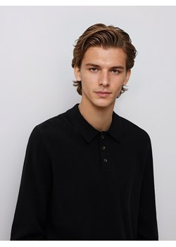 Reserved - Sweter polo z bawełną - czarny ze sklepu Reserved w kategorii Swetry męskie - zdjęcie 188093625