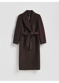 Reserved - Płaszcz z wełną Manteco - ciemnobrązowy ze sklepu Reserved w kategorii Płaszcze damskie - zdjęcie 188093815
