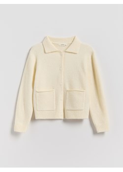 Reserved - Dzianinowy kardigan z domieszką wełny - złamana biel ze sklepu Reserved w kategorii Swetry dziewczęce - zdjęcie 188093895