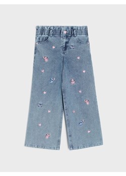 Sinsay - Jeansy wide leg z haftem Stitch - niebieski ze sklepu Sinsay w kategorii Spodnie dziewczęce - zdjęcie 188094525