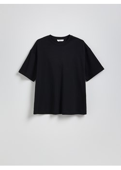Reserved - T-shirt oversize z merceryzowanej bawełny - czarny ze sklepu Reserved w kategorii Bluzki damskie - zdjęcie 188096606