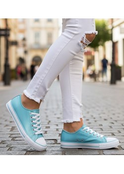 Wiązane niebieskie trampki damskie /D7-3 16400 G168/ ze sklepu Pantofelek24.pl w kategorii Trampki damskie - zdjęcie 188096655