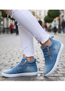 Jeansowe wsuwane trampki niebieskie /F4-3 14816 T293/ ze sklepu Pantofelek24.pl w kategorii Trampki damskie - zdjęcie 188096657