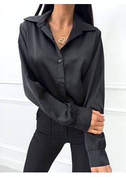 Czarna Satynowa Koszula ze sklepu ModnaKiecka.pl w kategorii Koszule damskie - zdjęcie 188097537