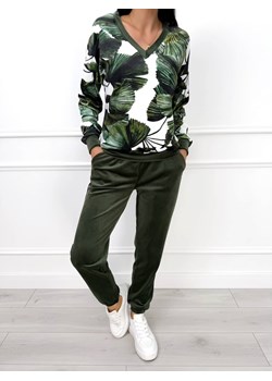 Zielony Welurowy Komplet w Liście ze sklepu ModnaKiecka.pl w kategorii Dresy damskie - zdjęcie 188097647