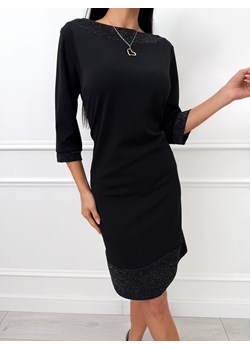 Czarna Elegancka Sukienka z Ozdobnym Dekoltem ze sklepu ModnaKiecka.pl w kategorii Sukienki - zdjęcie 188097658