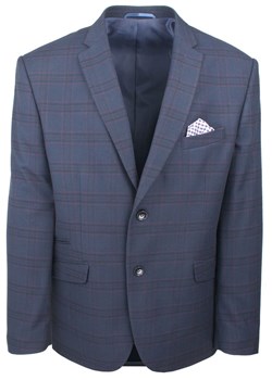Męska Marynarka w Delikatną Kratę - Casino - Granatowa MARCSNO2785 ze sklepu JegoSzafa.pl w kategorii Marynarki męskie - zdjęcie 188097885