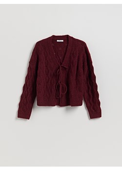 Reserved - Kardigan z wiązaniem - bordowy ze sklepu Reserved w kategorii Swetry damskie - zdjęcie 188098066