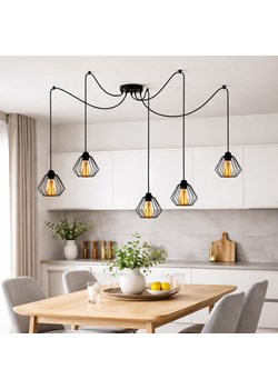 Pięcioramienna lampa wisząca typu spider DIORO LOFT L5 lampa pająk do salonu ze sklepu Lysne w kategorii Lampy wiszące - zdjęcie 188098139
