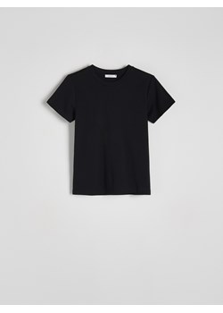 Reserved - Bawełniany t-shirt - czarny ze sklepu Reserved w kategorii Bluzki damskie - zdjęcie 188099739