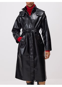 Reserved - Płaszcz z imitacji skóry - czarny ze sklepu Reserved w kategorii Płaszcze damskie - zdjęcie 188099795