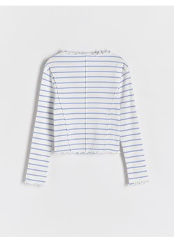 Reserved - Prążkowana koszulka - jasnoniebieski ze sklepu Reserved w kategorii Bluzki dziewczęce - zdjęcie 188099856