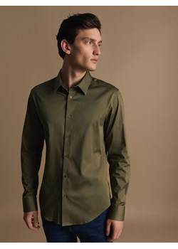 Reserved - Bawełniana koszula slim fit - oliwkowy ze sklepu Reserved w kategorii Koszule męskie - zdjęcie 188099929