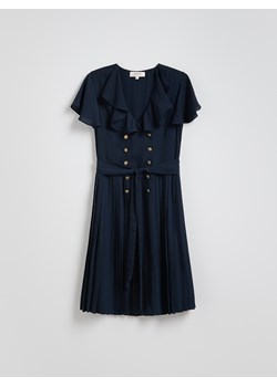 Reserved - Sukienka z ozdobnymi guzikami - granatowy ze sklepu Reserved w kategorii Sukienki - zdjęcie 188099998