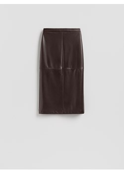 Reserved - Spódnica midi z rozcięciem - brązowy ze sklepu Reserved w kategorii Spódnice - zdjęcie 188100295
