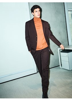 Reserved - Marynarka slim fit z domieszką wiskozy - mahoniowy ze sklepu Reserved w kategorii Marynarki męskie - zdjęcie 188100336