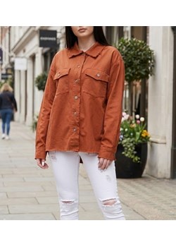 Brązowa koszula damska oversize /H UB814 S235/ ze sklepu Pantofelek24.pl w kategorii Koszule damskie - zdjęcie 188100938