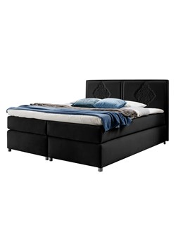 Czarne welurowe łóżko kontynentalne z zagłówkiem 5 rozmiarów W2-G12 ze sklepu Edinos.pl w kategorii Łóżka i materace - zdjęcie 188101538