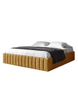 Musztardowe pikowane łóżko z pojemnikiem 5 rozmiarów - Tivrro ze sklepu Edinos.pl w kategorii Łóżka i materace - zdjęcie 188101566