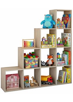 Schodkowy regał dziecięcy na zabawki dąb sonoma Z4-D32 ze sklepu Edinos.pl w kategorii Regały i witryny - zdjęcie 188102016