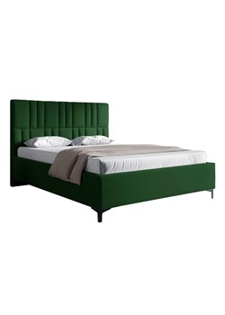 Zielone welurowe łóżko z pojemnikiem i zagłówkiem 4 rozmiary - Eserra ze sklepu Edinos.pl w kategorii Łóżka i materace - zdjęcie 188102055