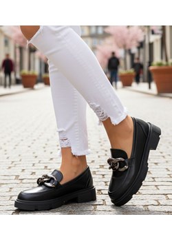 Czarne półbuty mokasyny na platformie /D8-3 12706 T690/ ze sklepu Pantofelek24.pl w kategorii Mokasyny damskie - zdjęcie 188102216